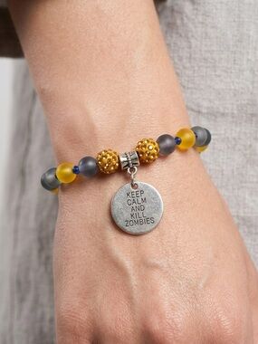 Keep Calm Kill Zombies Bracelet | Beaded Charm Halloween Jewelry